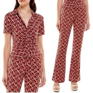 70 style two-piece burgundy set